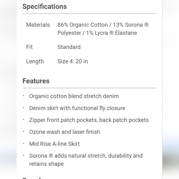 NWT Prana Broadway Mini Skirt Stretch Denim Natural Cream Zip Pockets 12 - Picture 3 of 7